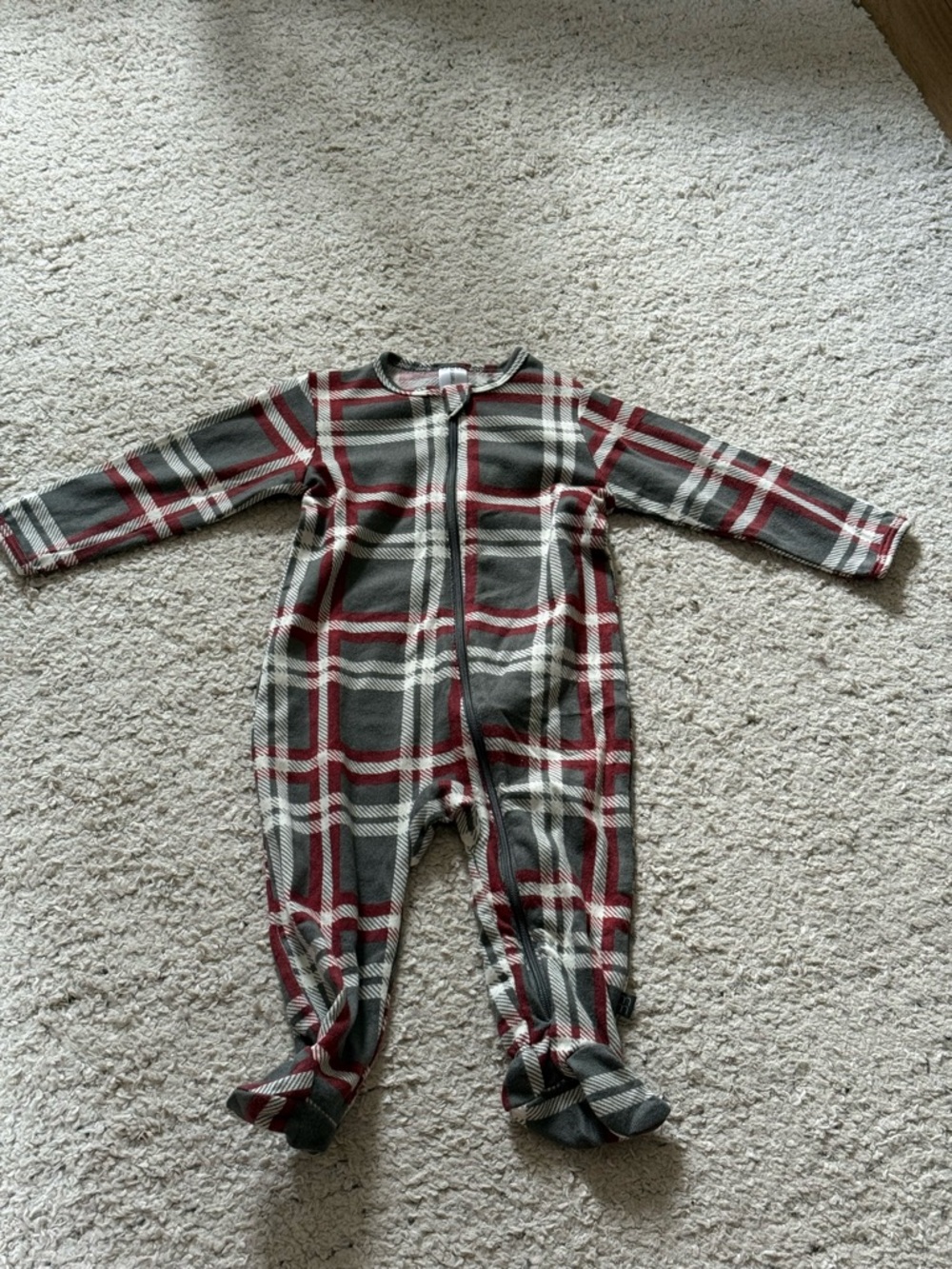 Gerber Red, Gray & White Plaid Footed One-Piece